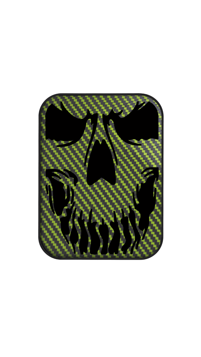 Xtend motorcycle foot pegs - Interchangeable Face Plate - Skull -  Bright lime and Black style