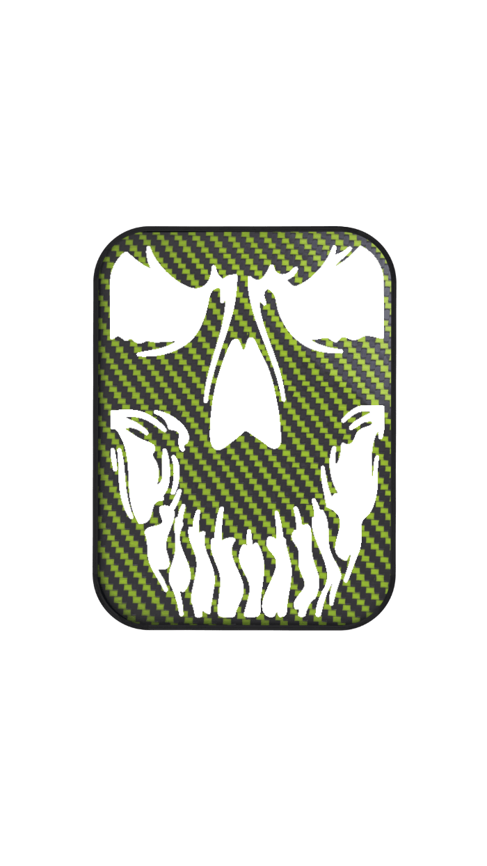 Xtend motorcycle foot pegs - Interchangeable Face Plate - Skull -  Bright lime and White style