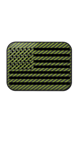 Xtend motorcycle foot pegs - Interchangeable Face Plate - USA Flag -  Bright lime and Black style