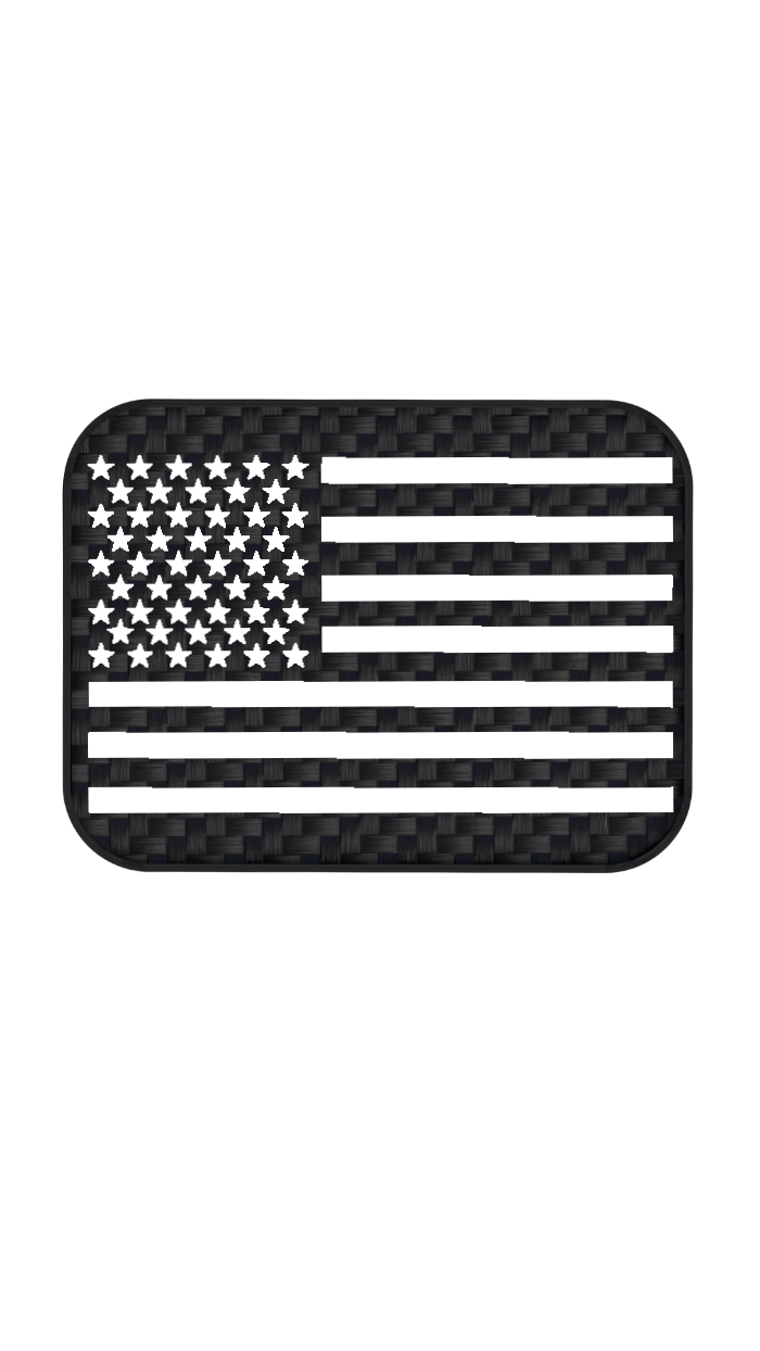 Xtend motorcycle foot pegs - Interchangeable Face Plate - USA Flag -  Black carbon and White style