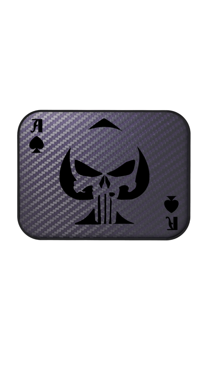 Xtend motorcycle foot pegs - Interchangeable Face Plate - Ace of Spades -  Dark purple and Black style