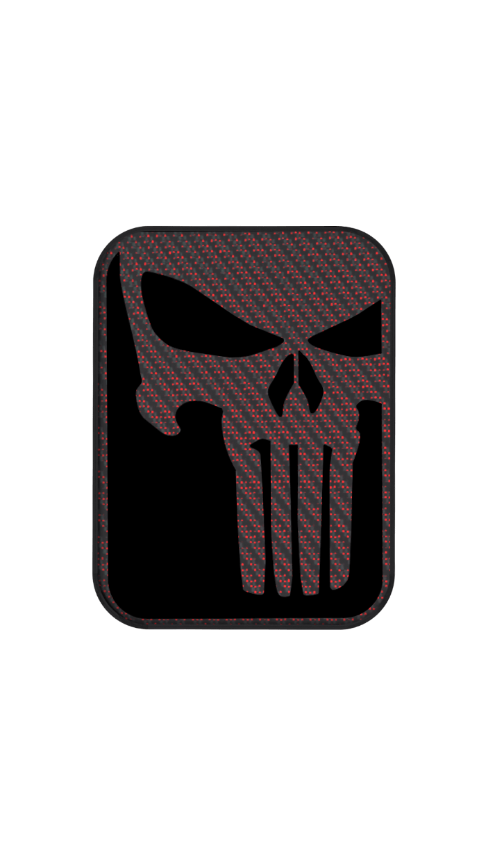 Xtend motorcycle foot pegs - Interchangeable Face Plate - The Punisher -  Red spectrum and Black style