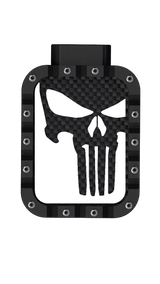 Xtend motorcycle foot pegs - The Punisher - Black carbon and White style - Custom motorcycle foot pegs perfect for Harley Davidson cruiser and Highway pegs.