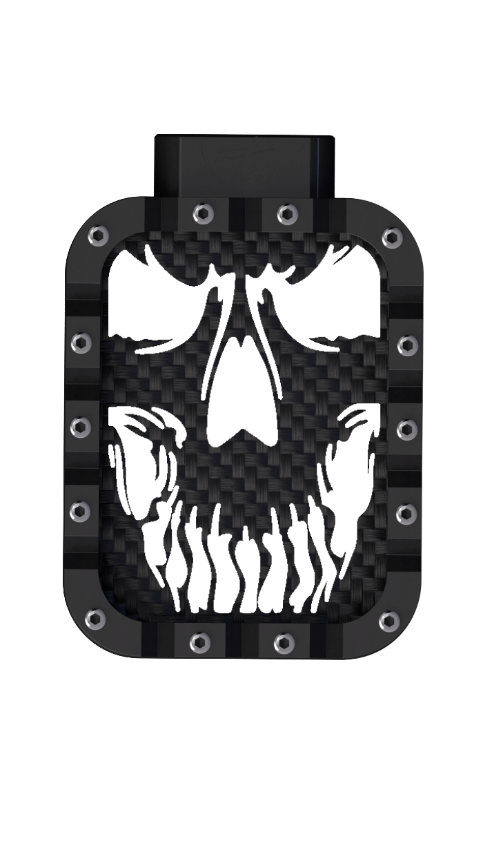 Xtend motorcycle foot pegs - Skull - Black carbon and White style - Custom motorcycle foot pegs perfect for Harley Davidson cruiser and Highway pegs.