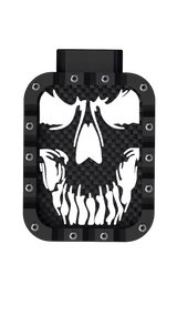 Xtend motorcycle foot pegs - Skull - Black carbon and White style - Custom motorcycle foot pegs perfect for Harley Davidson cruiser and Highway pegs.