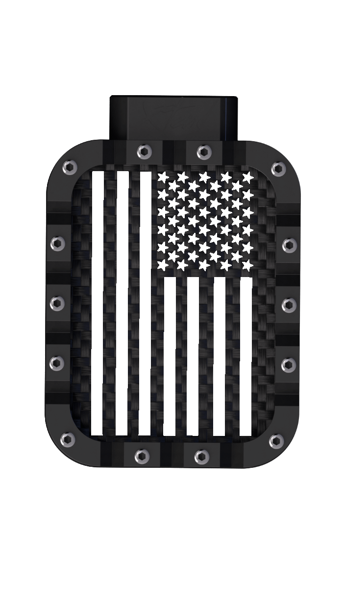 Xtend motorcycle foot pegs - USA Flag - Black carbon and White style - Custom motorcycle foot pegs perfect for Harley Davidson cruiser and Highway pegs.