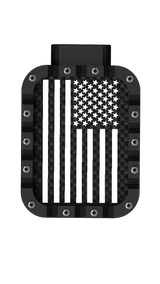 Xtend motorcycle foot pegs - USA Flag - Black carbon and White style - Custom motorcycle foot pegs perfect for Harley Davidson cruiser and Highway pegs.